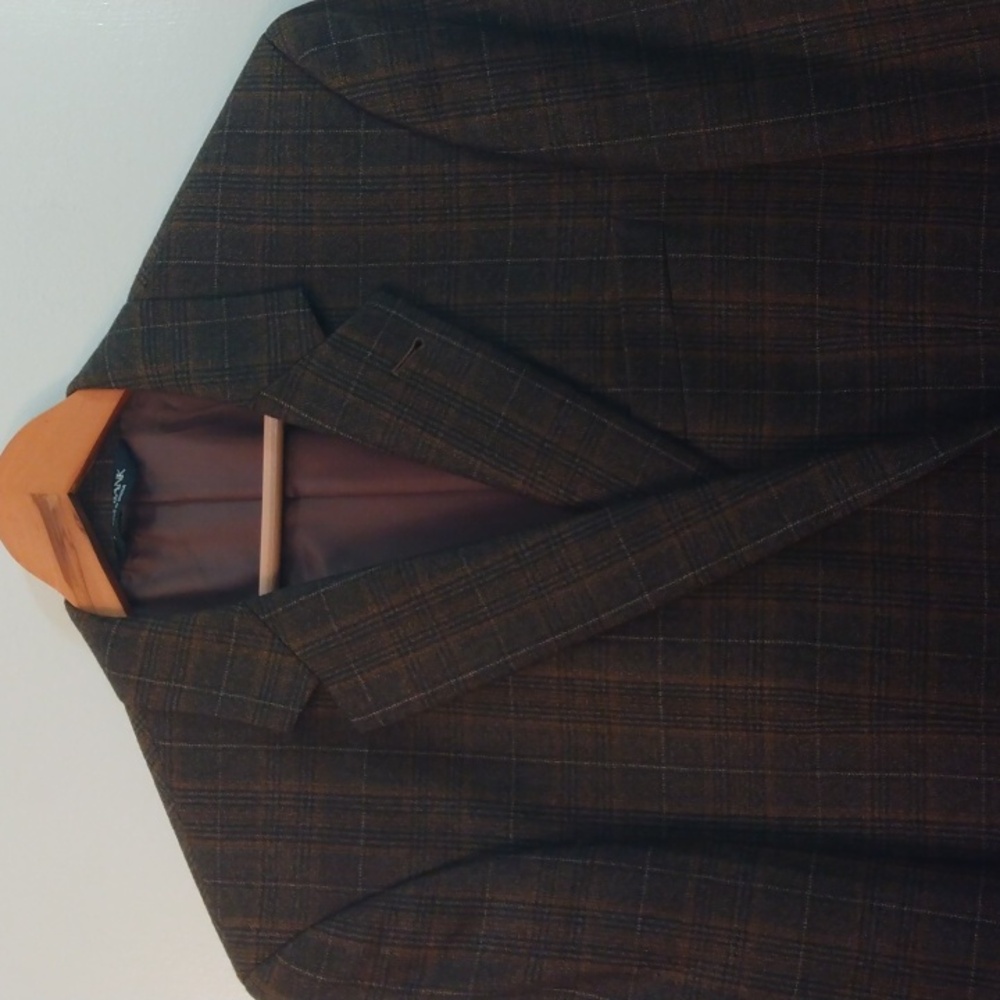 Jos. A. Bank Signature Collection Brown Wool Plaid/Glen Check Sport Jacket 42R - Picture 11 of 14
